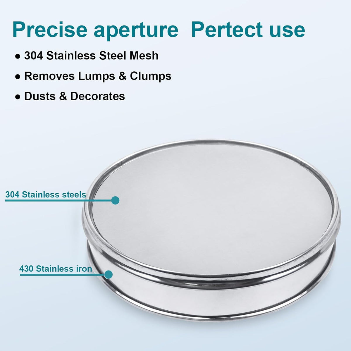 12" (30cm) 304 Stainless Steel Lab Sieve, 100 Mesh (0.15mm) Screen Sifter - Colors B
