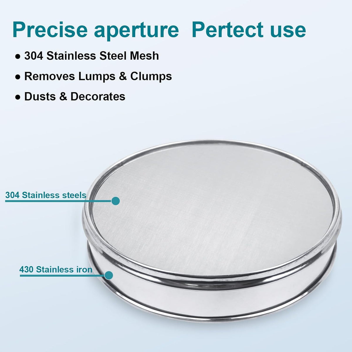 12" (30cm) 304 Stainless Steel Lab Sieve, 100 Mesh (0.15mm) Screen Sifter - Colors B