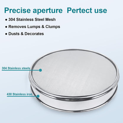 12" (30cm) 304 Stainless Steel Lab Sieve, 100 Mesh (0.15mm) Screen Sifter - Colors B