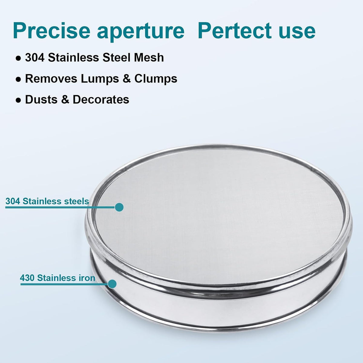 12" (30cm) 304 Stainless Steel Lab Sieve, 100 Mesh (0.15mm) Screen Sifter - Colors B