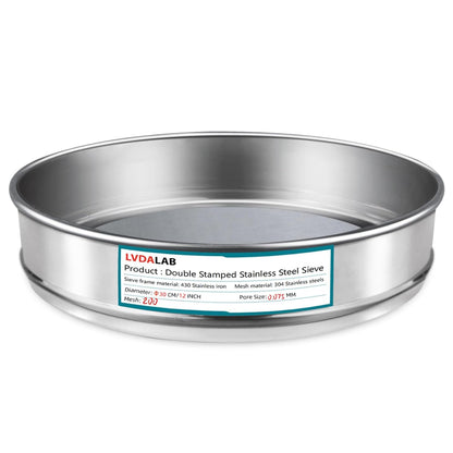 12" (30cm) 304 Stainless Steel Lab Sieve, 100 Mesh (0.15mm) Screen Sifter - Colors B