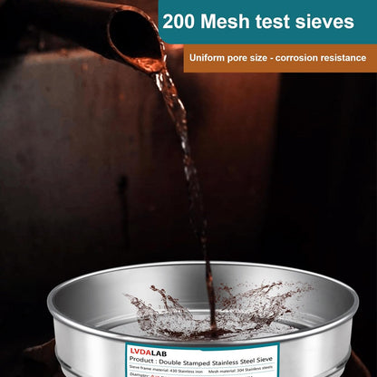 12" (30cm) 304 Stainless Steel Lab Sieve, 100 Mesh (0.15mm) Screen Sifter - Colors B