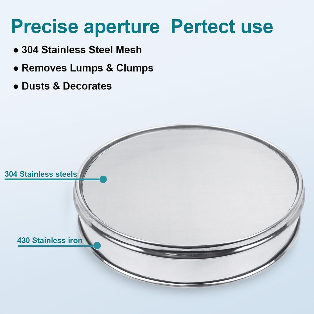 12" (30cm) 304 Stainless Steel Lab Sieve, 100 Mesh (0.15mm) Screen Sifter - Colors B