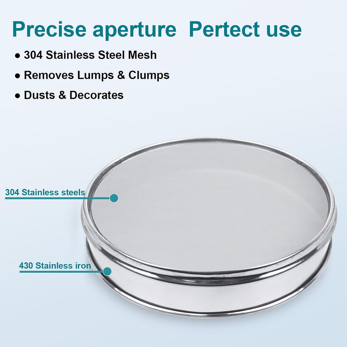 12" (30cm) 304 Stainless Steel Lab Sieve, 100 Mesh (0.15mm) Screen Sifter - Colors B