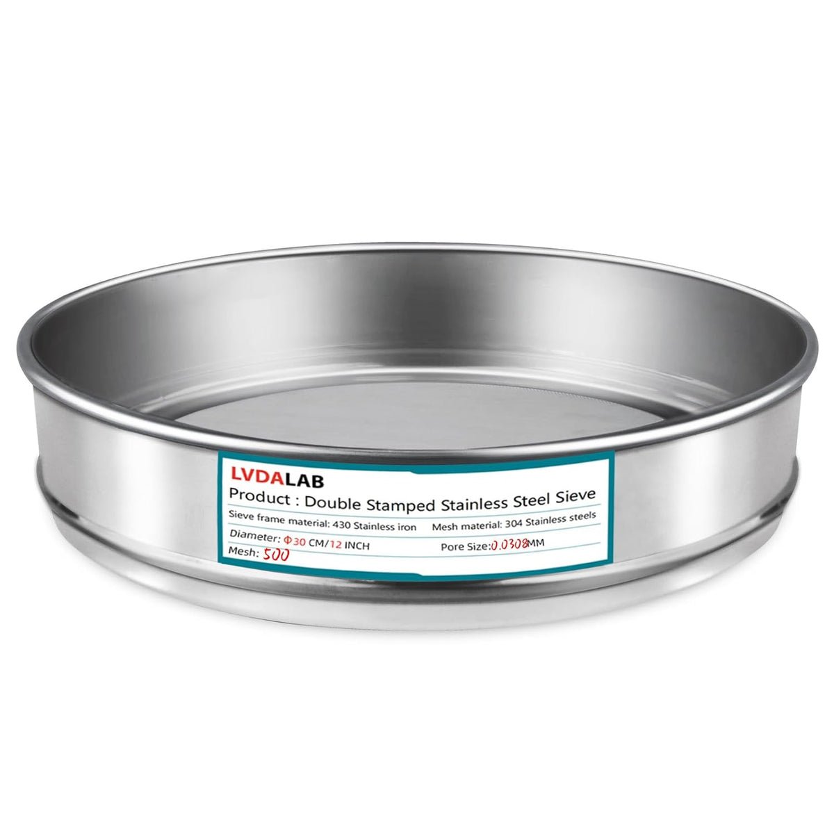 12" (30cm) 304 Stainless Steel Lab Sieve, 100 Mesh (0.15mm) Screen Sifter - Colors B