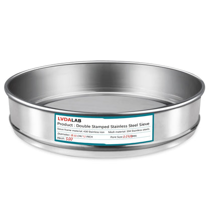 12" (30cm) 304 Stainless Steel Lab Sieve, 100 Mesh (0.15mm) Screen Sifter - Colors B