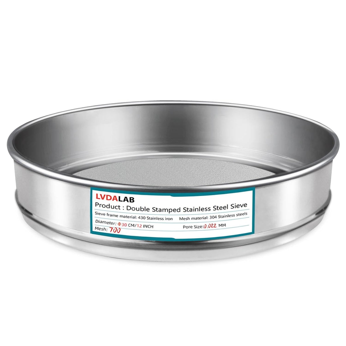 12" (30cm) 304 Stainless Steel Lab Sieve, 100 Mesh (0.15mm) Screen Sifter - Colors B