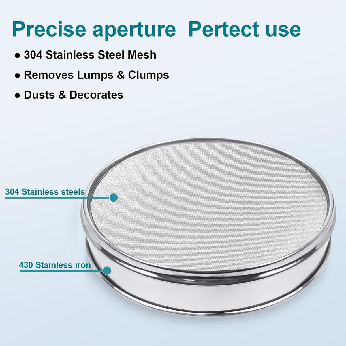 12" (30cm) 304 Stainless Steel Lab Sieve, 100 Mesh (0.15mm) Screen Sifter - Colors B