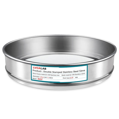 12" (30cm) 304 Stainless Steel Lab Sieve, 100 Mesh (0.15mm) Screen Sifter - Colors B
