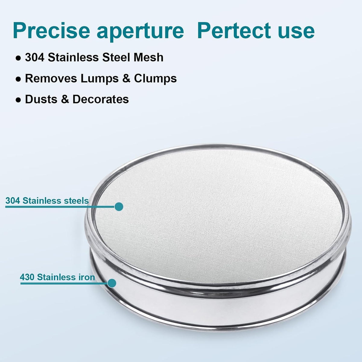 12" (30cm) 304 Stainless Steel Lab Sieve, 100 Mesh (0.15mm) Screen Sifter - Colors B