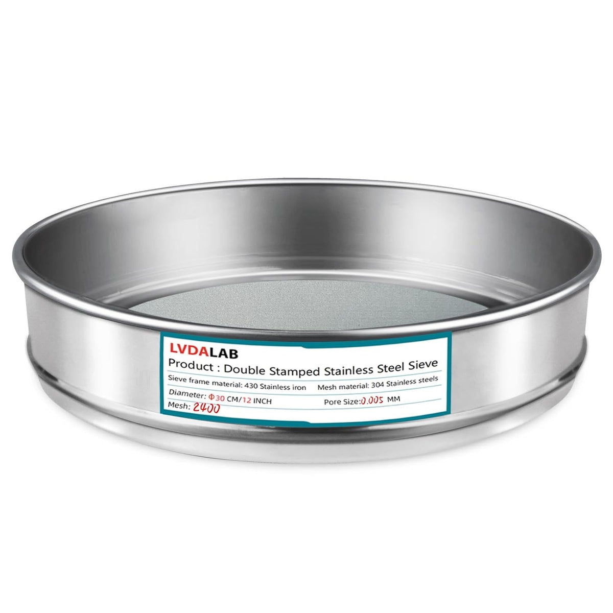 12" (30cm) 304 Stainless Steel Lab Sieve, 100 Mesh (0.15mm) Screen Sifter - Colors B