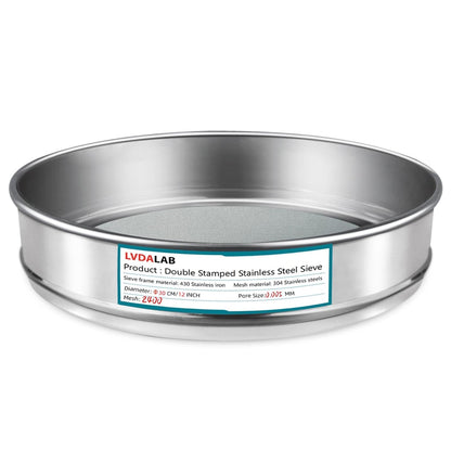 12" (30cm) 304 Stainless Steel Lab Sieve, 100 Mesh (0.15mm) Screen Sifter - Colors B