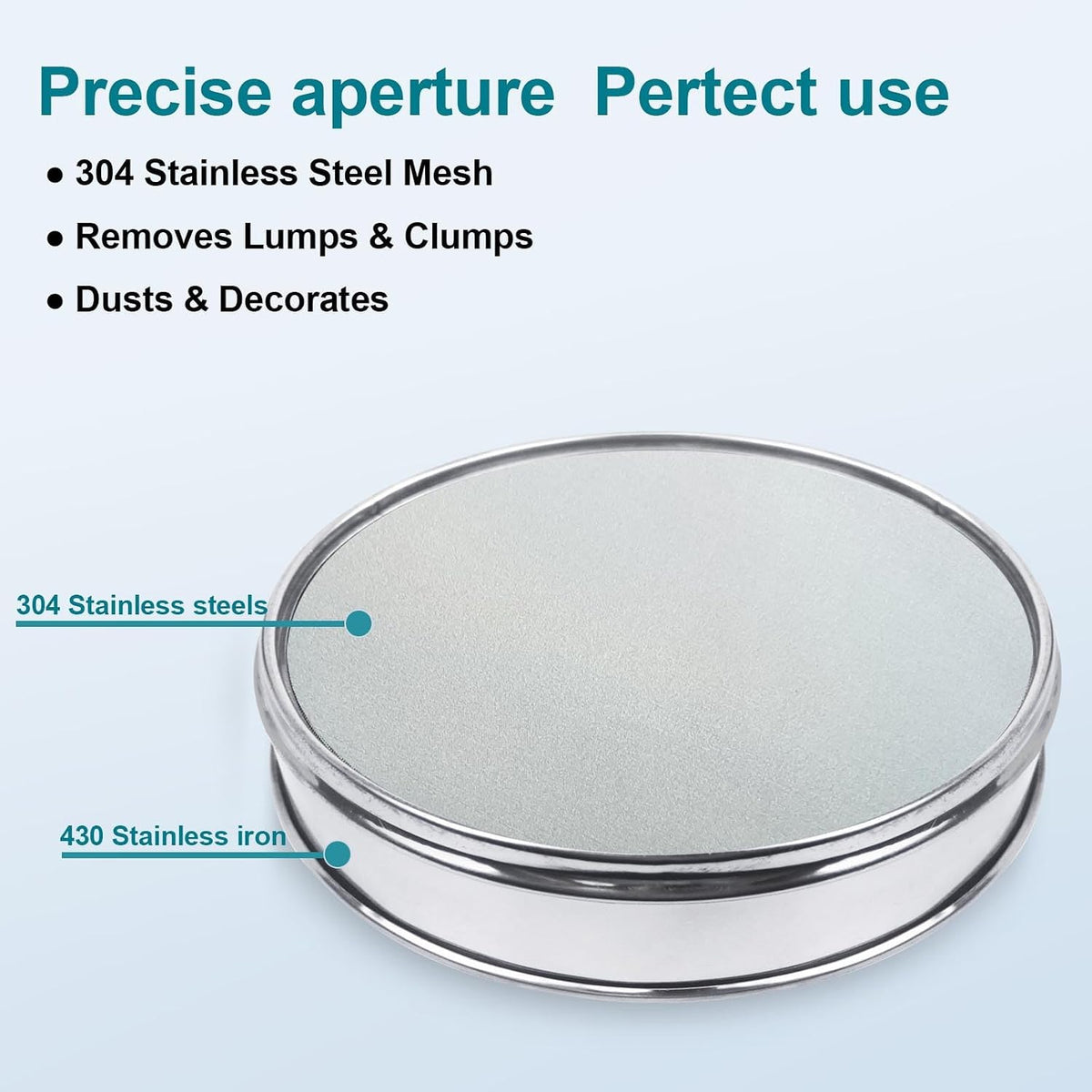 12" (30cm) 304 Stainless Steel Lab Sieve, 100 Mesh (0.15mm) Screen Sifter - Colors B