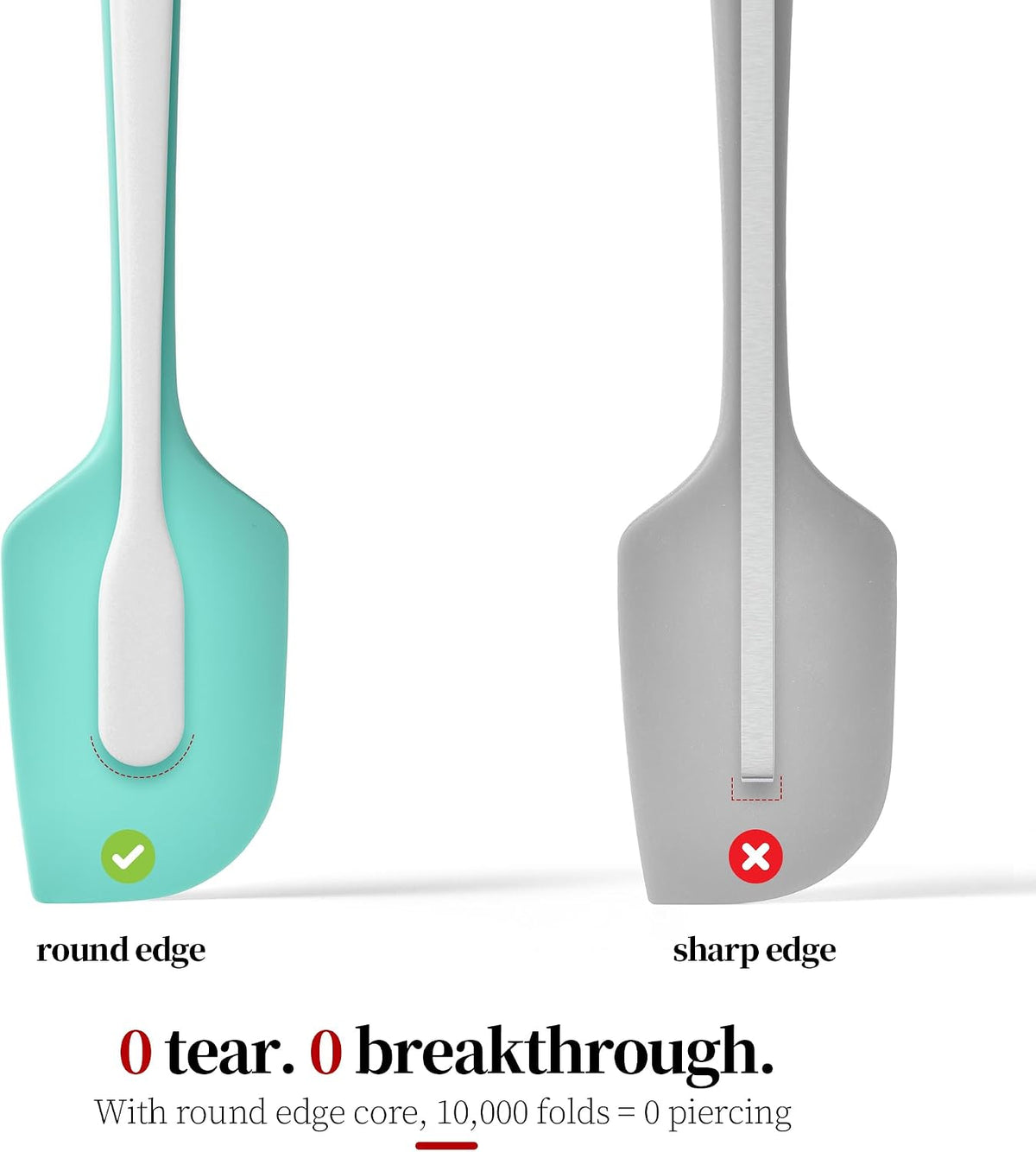 600ºF Heat Resistant Silicone Spatula Spoonula Set of 2, Aqua Sky