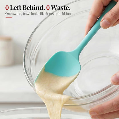 600ºF Heat Resistant Silicone Spatula Spoonula Set of 2, Aqua Sky
