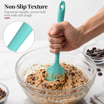 600ºF Heat Resistant Silicone Spatula Spoonula Set of 2, Aqua Sky