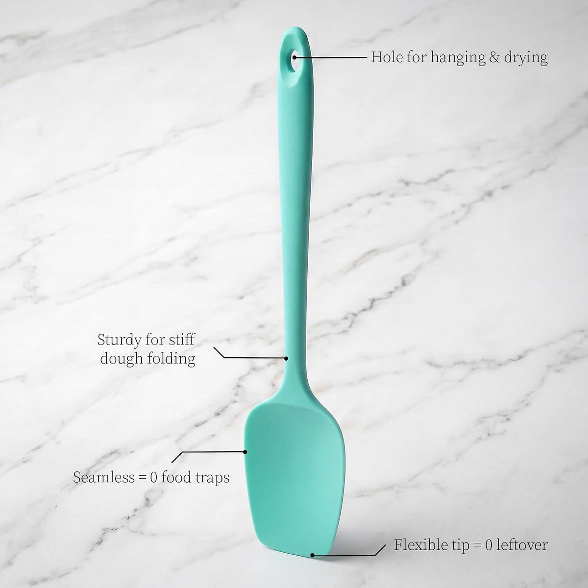 600ºF Heat Resistant Silicone Spatula Spoonula Set of 2, Aqua Sky