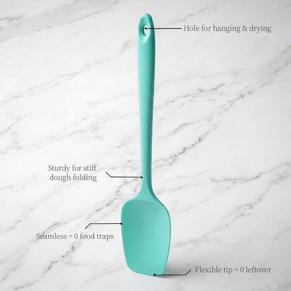 600ºF Heat Resistant Silicone Spatula Spoonula Set of 2, Aqua Sky