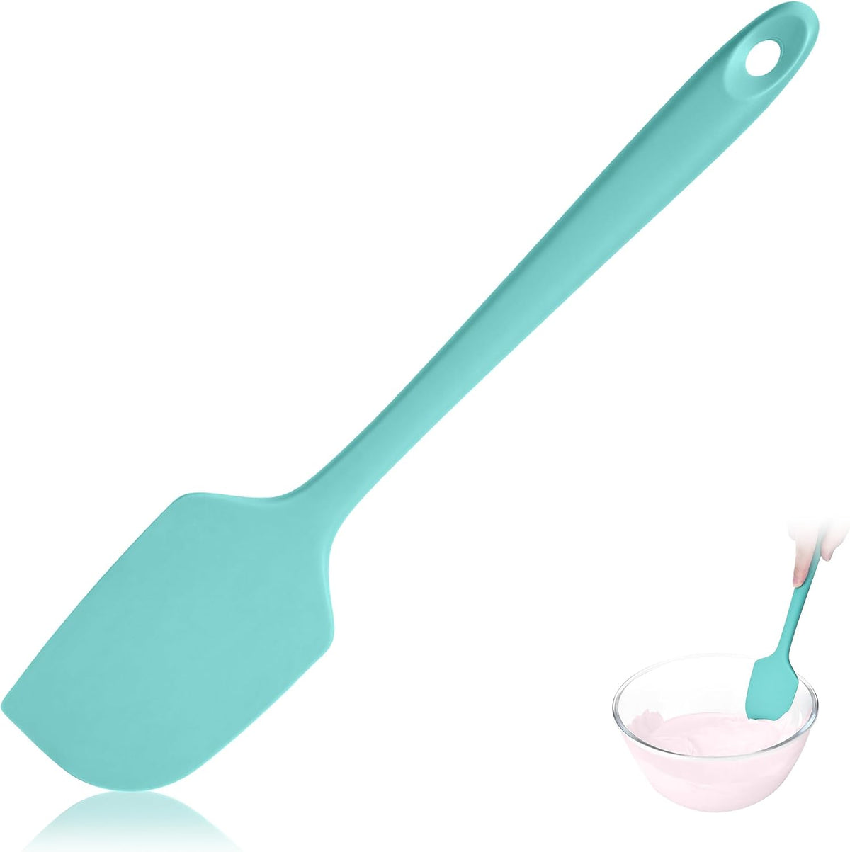 600ºF Heat Resistant Silicone Spatula Spoonula Set of 2, Aqua Sky
