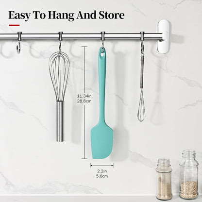600ºF Heat Resistant Silicone Spatula Spoonula Set of 2, Aqua Sky