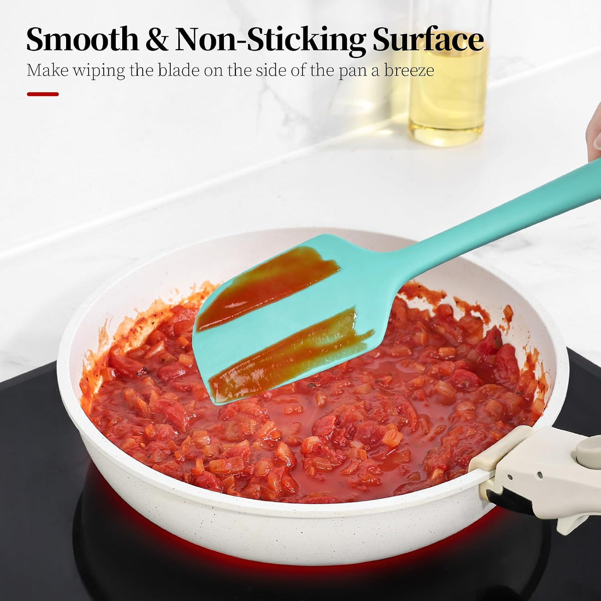 600ºF Heat Resistant Silicone Spatula Spoonula Set of 2, Aqua Sky