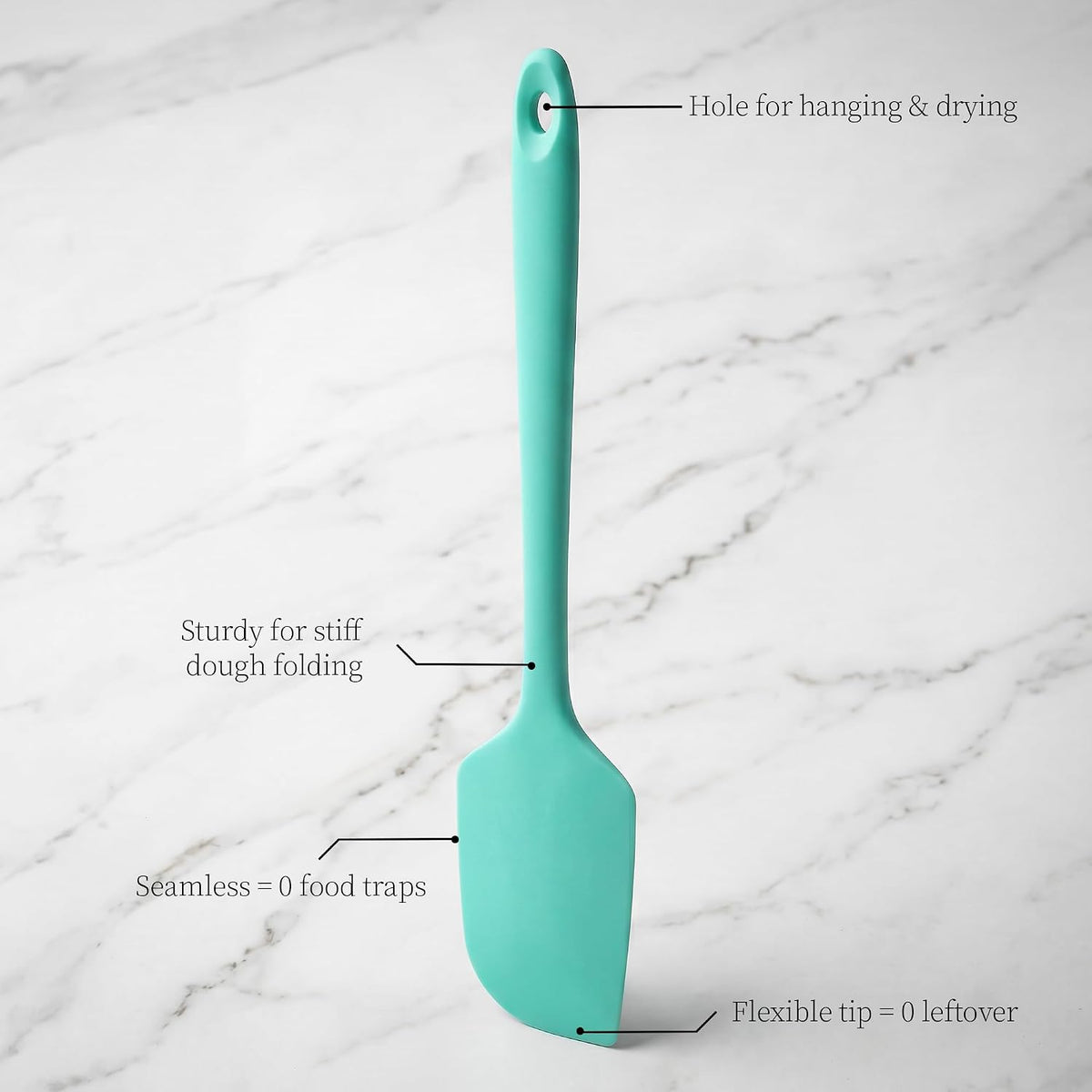 600ºF Heat Resistant Silicone Spatula Spoonula Set of 2, Aqua Sky