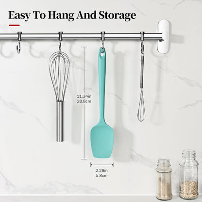 600ºF Heat Resistant Silicone Spatula Spoonula Set of 2, Aqua Sky
