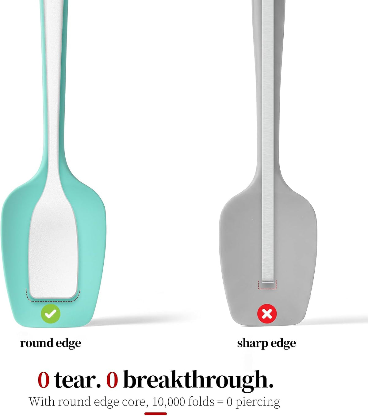 600ºF Heat Resistant Silicone Spatula Spoonula Set of 2, Aqua Sky