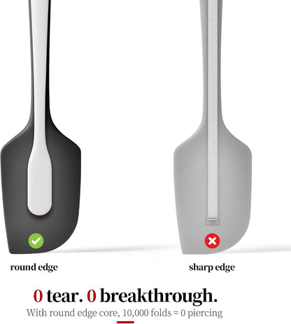 600ºF Heat Resistant Silicone Spatula Spoonula Set of 2, Aqua Sky
