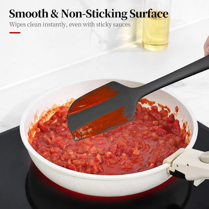 600ºF Heat Resistant Silicone Spatula Spoonula Set of 2, Aqua Sky