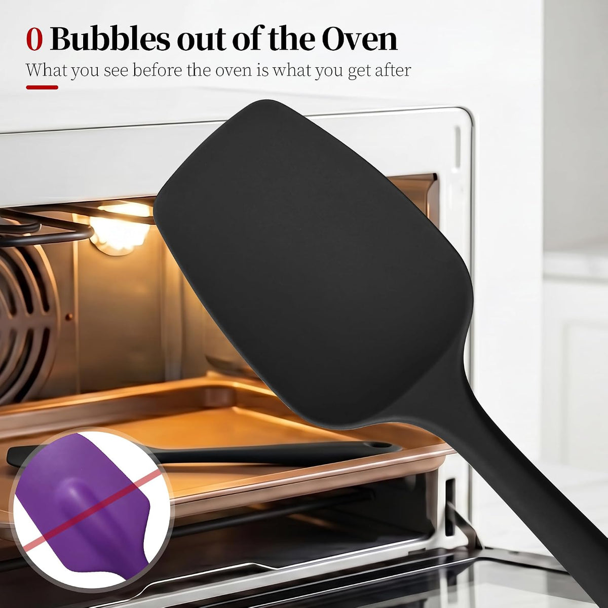 600ºF Heat Resistant Silicone Spatula Spoonula Set of 2, Aqua Sky