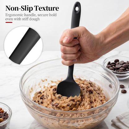 600ºF Heat Resistant Silicone Spatula Spoonula Set of 2, Aqua Sky