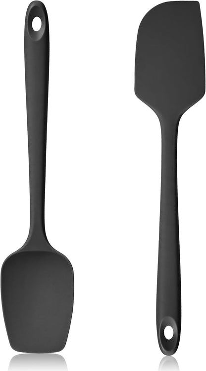 600ºF Heat Resistant Silicone Spatula Spoonula Set of 2, Aqua Sky