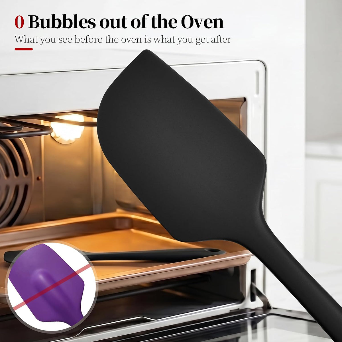 600ºF Heat Resistant Silicone Spatula Spoonula Set of 2, Aqua Sky