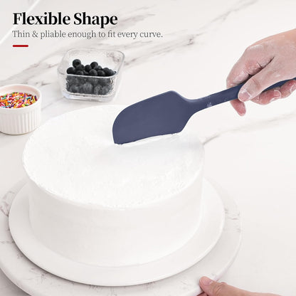 600ºF Heat Resistant Silicone Spatula Spoonula Set of 2, Aqua Sky