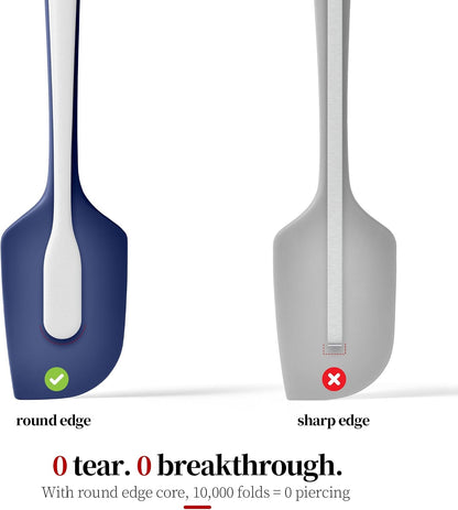 600ºF Heat Resistant Silicone Spatula Spoonula Set of 2, Aqua Sky