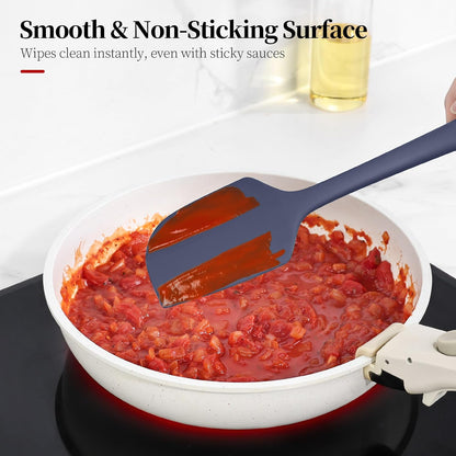 600ºF Heat Resistant Silicone Spatula Spoonula Set of 2, Aqua Sky
