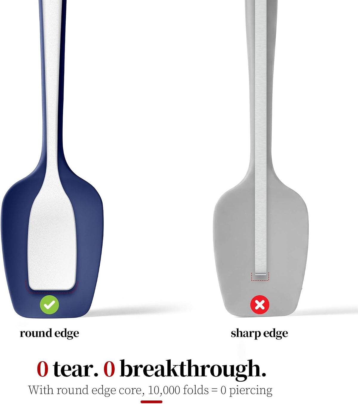 600ºF Heat Resistant Silicone Spatula Spoonula Set of 2, Aqua Sky