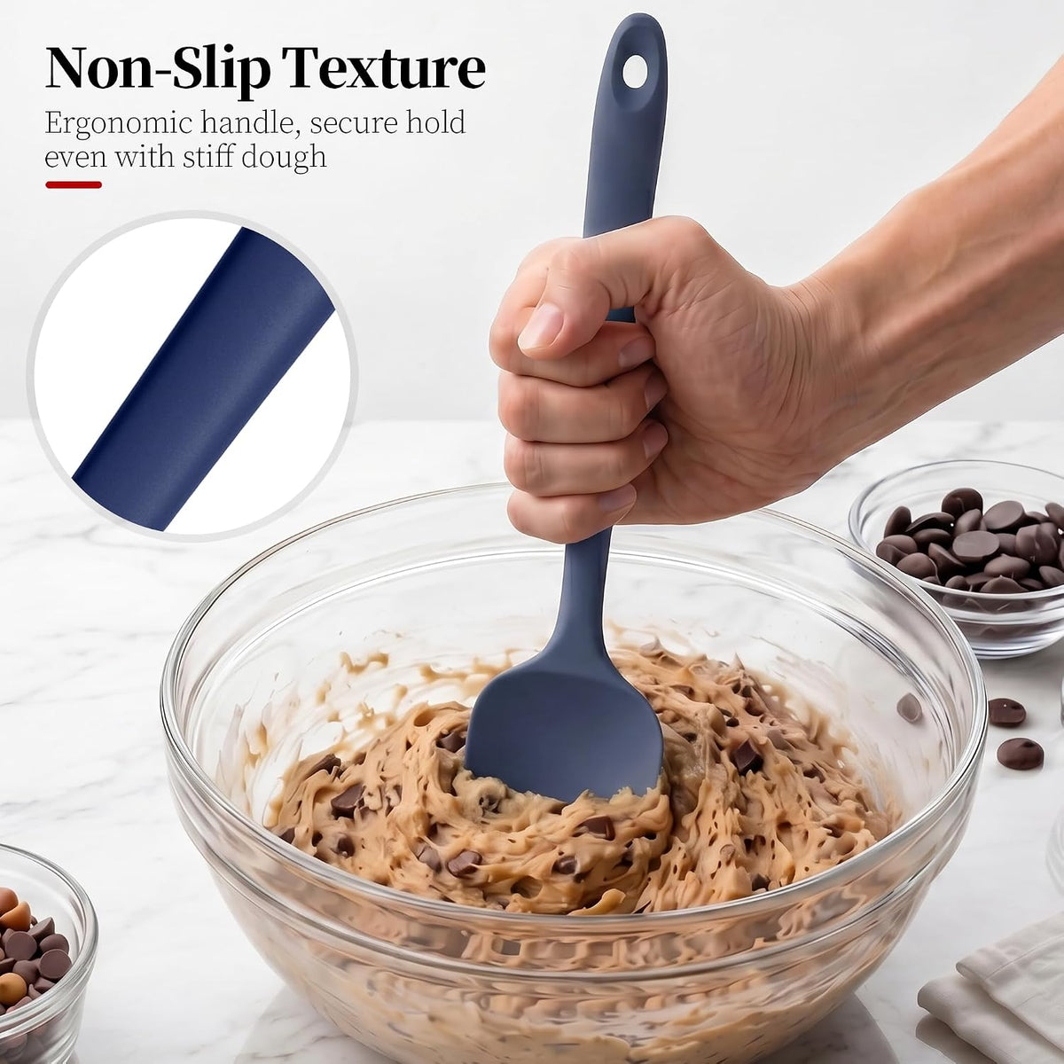600ºF Heat Resistant Silicone Spatula Spoonula Set of 2, Aqua Sky
