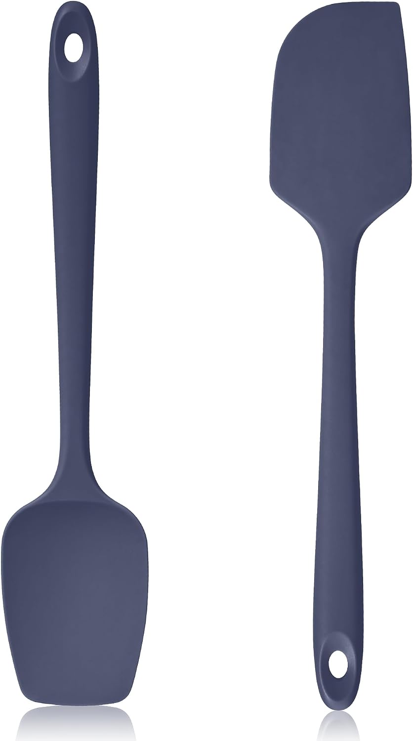 600ºF Heat Resistant Silicone Spatula Spoonula Set of 2, Aqua Sky