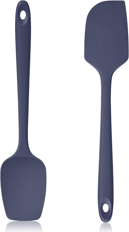 600ºF Heat Resistant Silicone Spatula Spoonula Set of 2, Aqua Sky