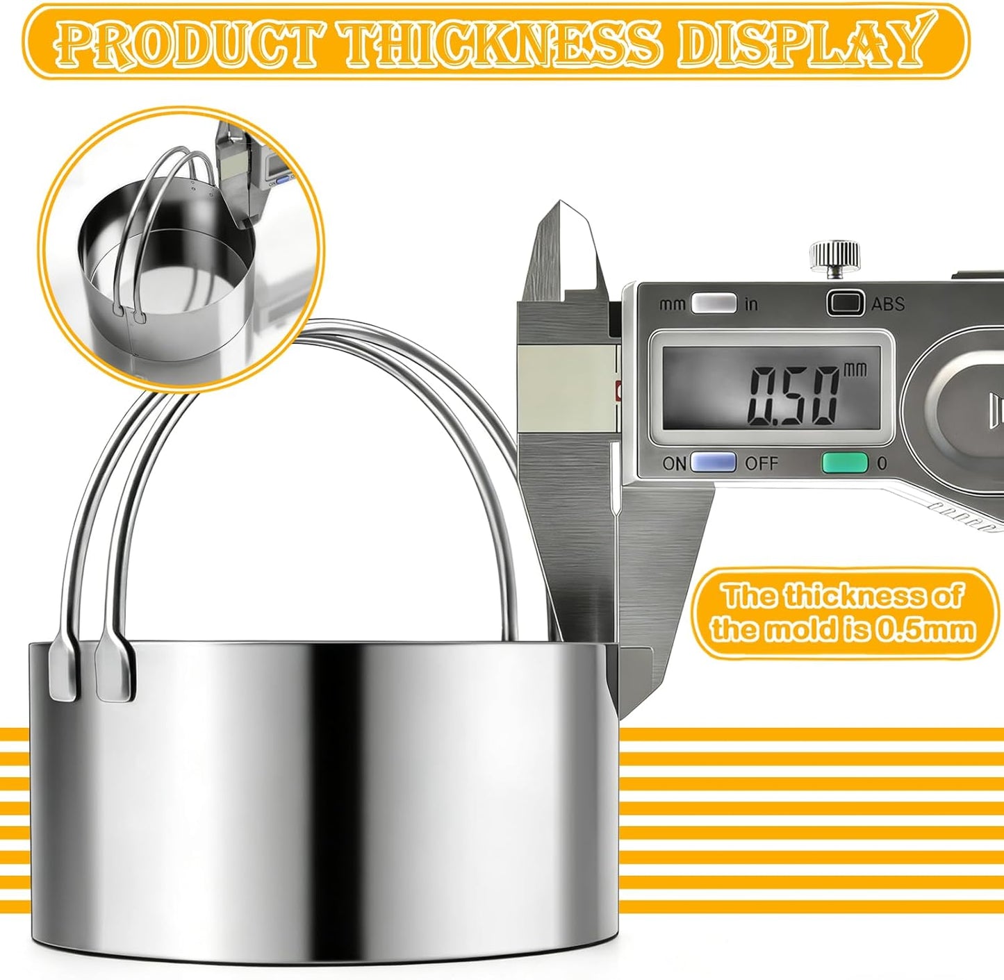 Cookie Cutters, 5 Pieces Round Biscuit Cutter Set with Handle | Dishwasher-Safe, Comfortable Grip, Professional Baking Dough Cutter Tools for Thick Dough, Biscuits & Fondant
