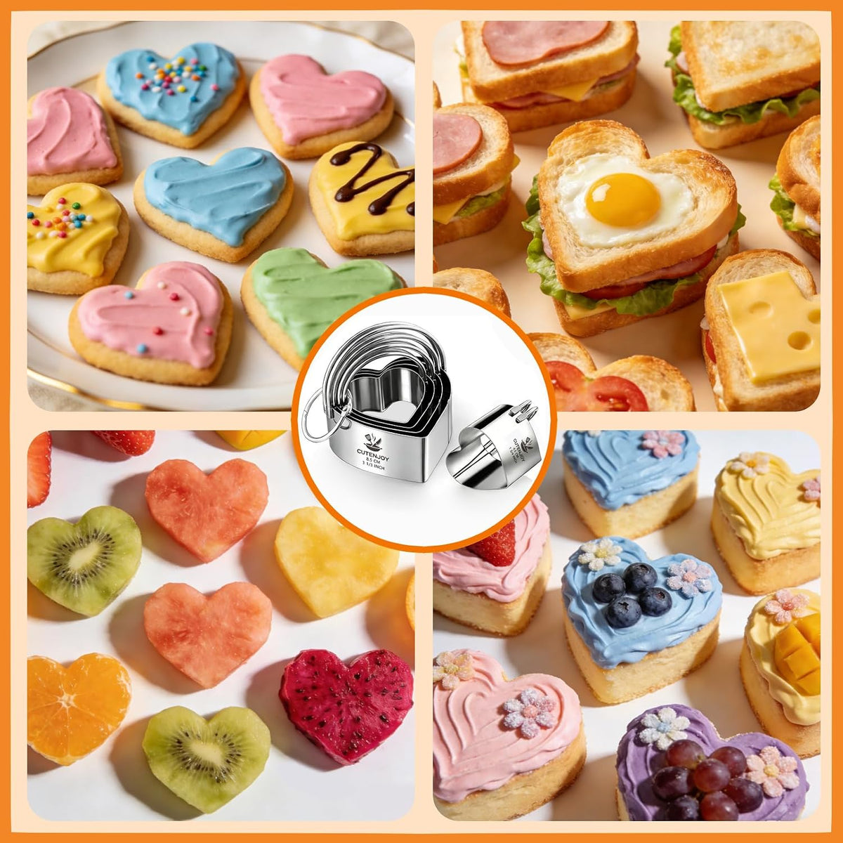 Cookie Cutters, 5 Pieces Round Biscuit Cutter Set with Handle | Dishwasher-Safe, Comfortable Grip, Professional Baking Dough Cutter Tools for Thick Dough, Biscuits & Fondant