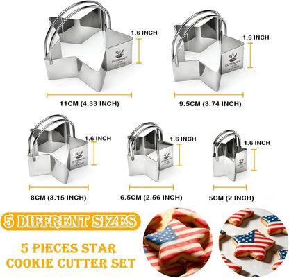 Cookie Cutters, 5 Pieces Round Biscuit Cutter Set with Handle | Dishwasher-Safe, Comfortable Grip, Professional Baking Dough Cutter Tools for Thick Dough, Biscuits & Fondant