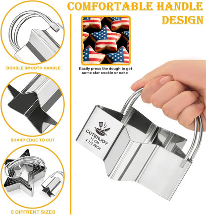 Cookie Cutters, 5 Pieces Round Biscuit Cutter Set with Handle | Dishwasher-Safe, Comfortable Grip, Professional Baking Dough Cutter Tools for Thick Dough, Biscuits & Fondant