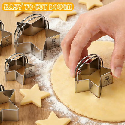 Cookie Cutters, 5 Pieces Round Biscuit Cutter Set with Handle | Dishwasher-Safe, Comfortable Grip, Professional Baking Dough Cutter Tools for Thick Dough, Biscuits & Fondant