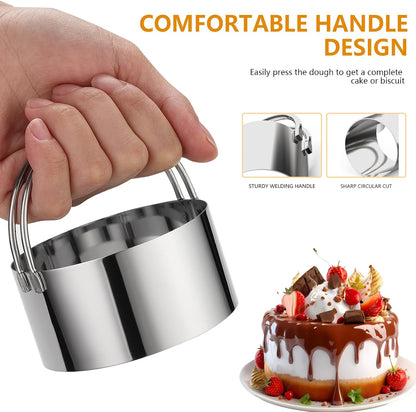 Cookie Cutters, 5 Pieces Round Biscuit Cutter Set with Handle | Dishwasher-Safe, Comfortable Grip, Professional Baking Dough Cutter Tools for Thick Dough, Biscuits & Fondant