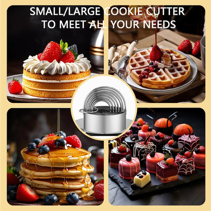 Cookie Cutters, 5 Pieces Round Biscuit Cutter Set with Handle | Dishwasher-Safe, Comfortable Grip, Professional Baking Dough Cutter Tools for Thick Dough, Biscuits & Fondant