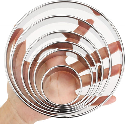 Cookie Cutters, 5 Pieces Round Biscuit Cutter Set with Handle | Dishwasher-Safe, Comfortable Grip, Professional Baking Dough Cutter Tools for Thick Dough, Biscuits & Fondant