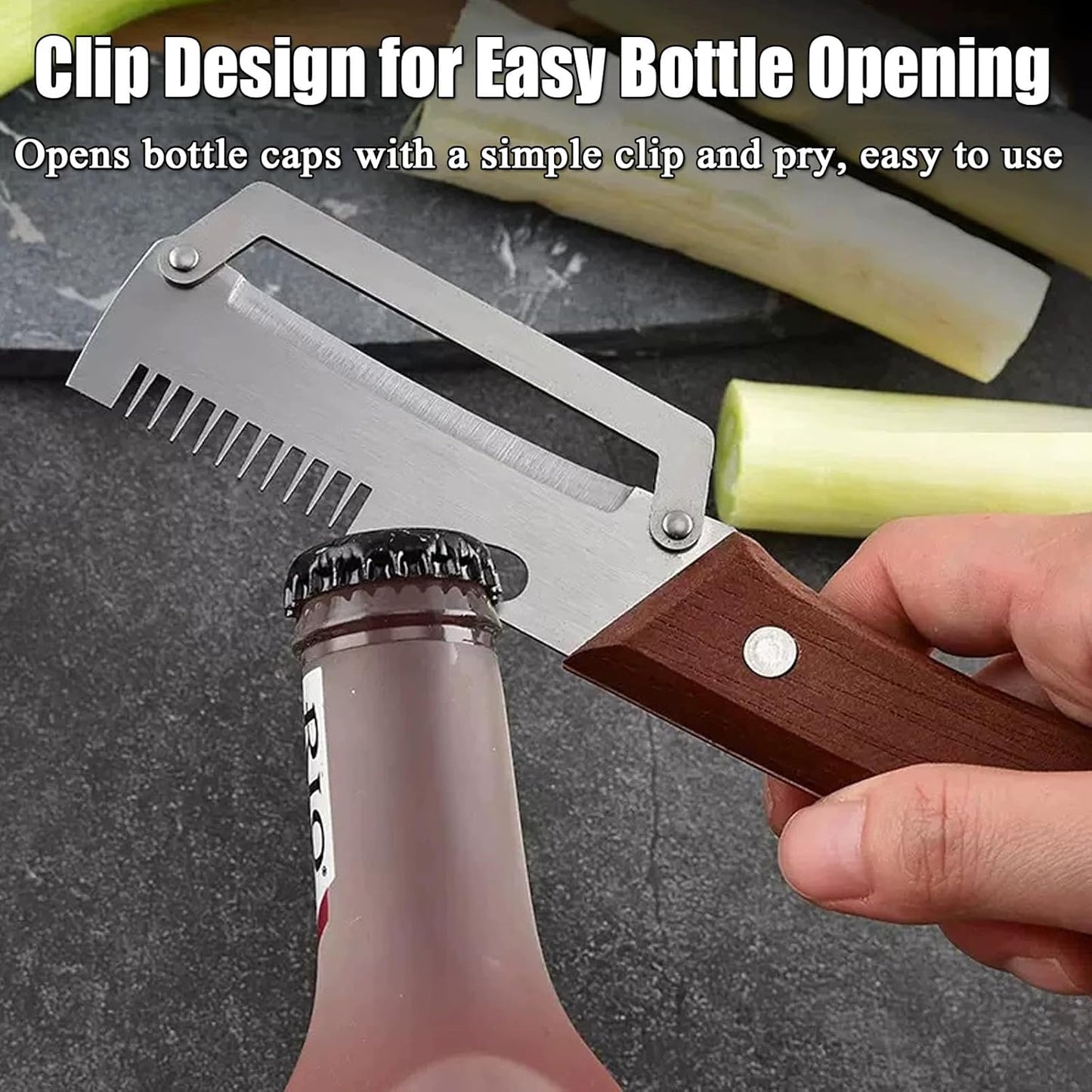 Vegetable Peeler - Wooden Handle Stainless Steel Multi-functional Peeler